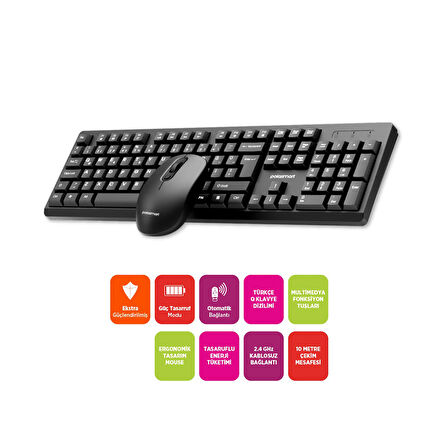 Polosmart PSK13 Kablosuz Klavye & Mouse Set Siyah