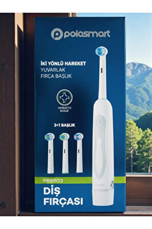 PBS-903 Pilli Diş Fırçası – 3+1 Başlık – IPX5 – Orta Sertlik-İki Yönlü Hareket-Yuvarlak Başlık
