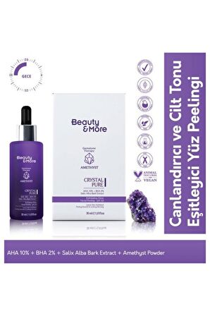 Beauty&more Ametist Crystal Pure Canlandırıcı Ve Cilt Tonu Eşitleyici Yüz Peelingi 30 Ml Aha 10% + B