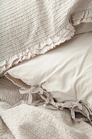 Ecocotton Ayda Bej Çift Kişilik %100 Organik Pamuk Nevresim Takımı