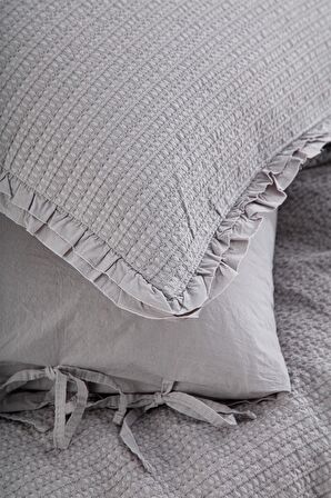 Ecocotton Ayda Çift Kişilik Nevresim Takımı %100 Organik Pamuk Dokuma Gri 200x220 Cm