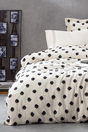 Ecocotton İmre Battal Boy Nevresim Takımı %100 Organik Pamuk Müslin Siyah 240x220 Cm