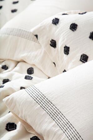 Ecocotton İmre Battal Boy Nevresim Takımı %100 Organik Pamuk Müslin Siyah 240x220 Cm