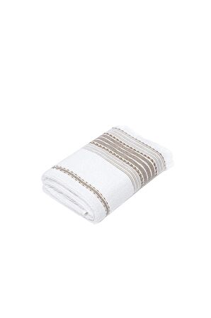 Ecocotton İzgi El Yüz Havlusu %100 Organik Pamuk Dokuma Bej 50x90 Cm