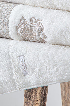 Ecocotton Liva Krem-Krem %100 Organik Pamuk 4 Parça Havlu/Hamam Seti