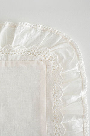 Ecocotton Adelya Krem Çift Kişilik %100 Organik Pamuk Keten Nevresim Takımı