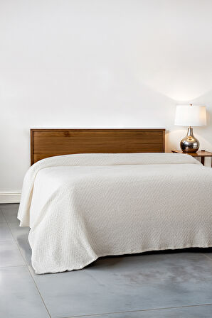 Green Black Lara %100 Organik Pamuk Pike/Yatak Örtüsü %100 Organik Pamuk Krem