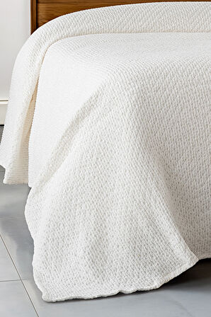 Green Black Lara %100 Organik Pamuk Pike/Yatak Örtüsü %100 Organik Pamuk Krem