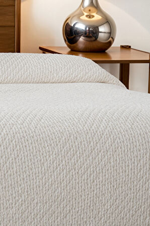 Green Black Lara %100 Organik Pamuk Pike/Yatak Örtüsü %100 Organik Pamuk Krem