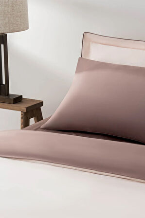 Green Black Hemera Çift Kişilik Nevresim Takımı %100 Pamuk Saten 210 TC Açık Somon - Kahve