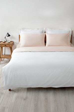 Green Black Emily Çift Kişilik Nevresim Takımı %100 Pamuk Saten 210 TC Krem-Açık Somon