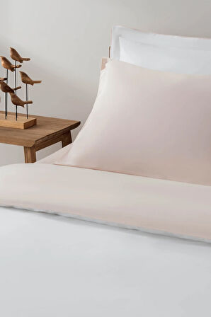 Green Black Emily Çift Kişilik Nevresim Takımı %100 Pamuk Saten 210 TC Krem-Açık Somon