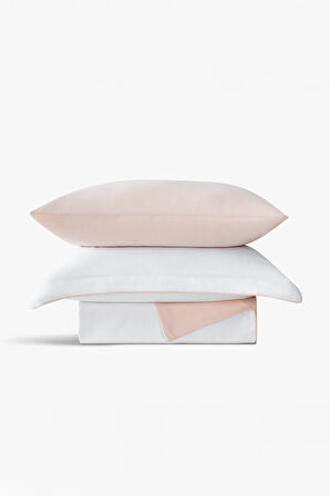 Green Black Emily Çift Kişilik Nevresim Takımı %100 Pamuk Saten 210 TC Krem-Açık Somon