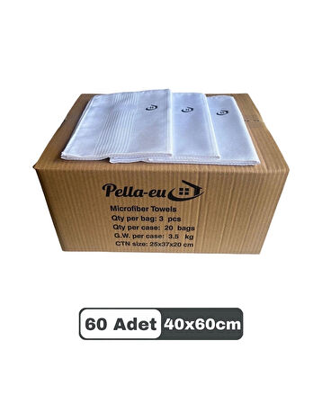 Mikrofiber Cam Bezi Genel Temizlik Bezi Mutfak Banyo Yüzey 60 adet Beyaz 40x60cm