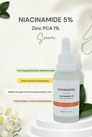 Niacinamide 5% Zinc Pca1% Gözenek Siyah Nokta Sivilce Gidermeye Yardımcı Bakım Serumu 30ml