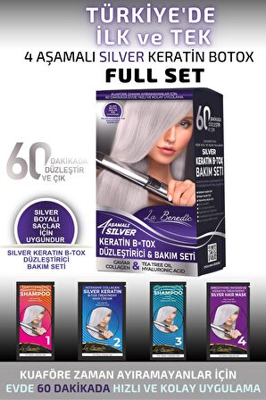 La Benedic 4 Aşamalı Silver Keratin Botox Hızlı Düzleştirici & Bakım Full Set (Silver Saçlar İçin)