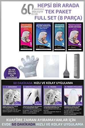 La Benedic 4 Aşamalı Silver Keratin Botox Hızlı Düzleştirici & Bakım Full Set (Silver Saçlar İçin)