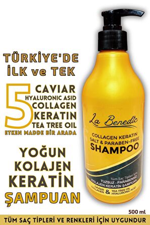 La Benedic Collagen Keratin Salt & Paraben Free Onarıcı Şampuan (Tüm Saç Tipleri İçin) 500ml