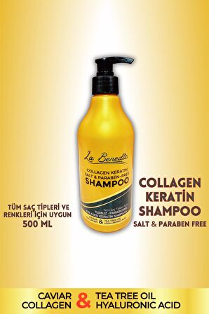 La Benedic Collagen Keratin Salt & Paraben Free Onarıcı Şampuan (Tüm Saç Tipleri İçin) 500ml