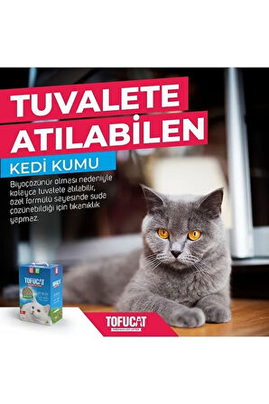 6 Litre, Topaklanan, Üstün Koku Hapsedebilen, Tuvalete Atılabilen, Doğal, Tofu Kedi Kumu