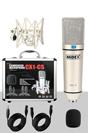 Midex CX1 Profesyonel Condenser Stüdyo Ses Kayıt Mikrofon Seti Hardcase ile Full Set