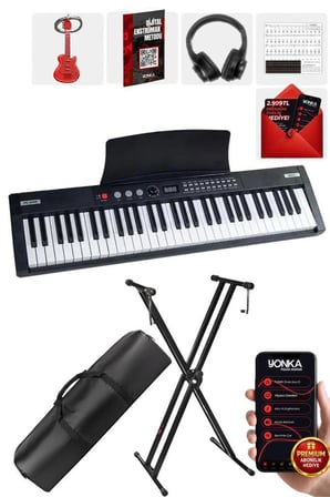 Midex PS4000BK-SET Tuş Hassasiyetli 61 Tuşlu Org Bluetooth USB Midi (Sustain Pedalı Çanta Kulaklık Stand METOD)