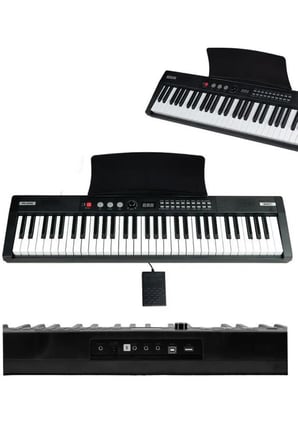 Midex PS4000BK-SET Tuş Hassasiyetli 61 Tuşlu Org Bluetooth USB Midi (Sustain Pedalı Çanta Kulaklık Stand METOD)