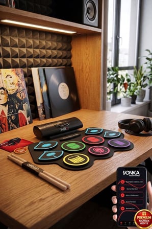 Midex DDX-75 Şarjlı Dijital Davul 9 Ped 2 Ayak Pedalı Bluetooth (Kulaklık Çubuklar Adaptör Full Set)