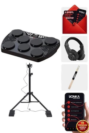 Midex DDX-105ST Profesyonel Standlı Dijital Davul Şarjlı Elektronik Bateri Bluetooth (Davul Stand Kulaklık Baget)