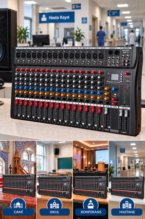 Midex Mix DM-16 Deck Mikser 16 Kanal Ses Mikseri (Bluetooth USB Efekt)