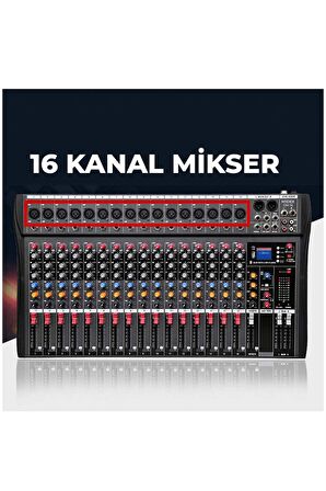 Midex Mix DM-16 Deck Mikser 16 Kanal Ses Mikseri (Bluetooth USB Efekt)