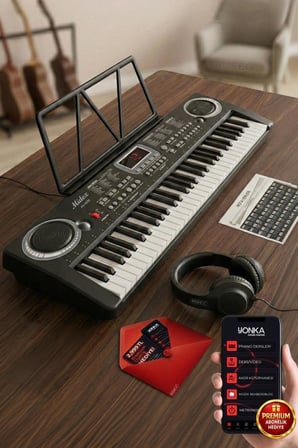Midex PS-1500BK-H Başlangıç İçin 61 Tuşlu Org Kulaklık Notalık Adaptör Öğrenim Metodu (100 Ses 100 Ritim)