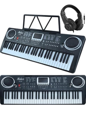 Midex PS-1500BK-H Başlangıç İçin 61 Tuşlu Org Kulaklık Notalık Adaptör Öğrenim Metodu (100 Ses 100 Ritim)