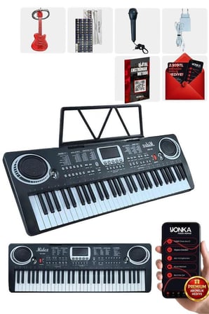 Midex PS-1500BK Başlangıç İçin 61 Tuşlu Org Notalık Adaptör Öğrenim Metodu (100 Ses 100 Ritim)