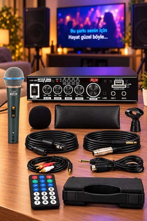 Lastvoice Lvx-150MİC Mikrofonlu Stereo Anfi Amfi 2x75 Watt Bluetooth Usb-Sd 220V/12V