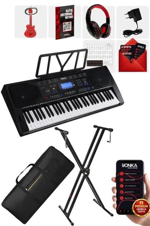 Midex PS-4500KS Tuş Hassasiyetli 61 Tuşlu Org LCD Ekran USB MP3 (Stand Kulaklık Çanta Notalık Metod)