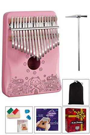 Midex KLX-350 Pembe Kalimba Gerçek Ağaç 17 Tuşlu Full Set