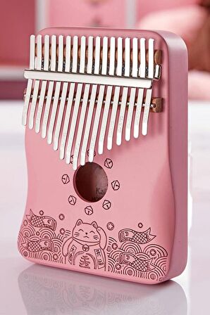 Midex KLX-350 Pembe Kalimba Gerçek Ağaç 17 Tuşlu Full Set