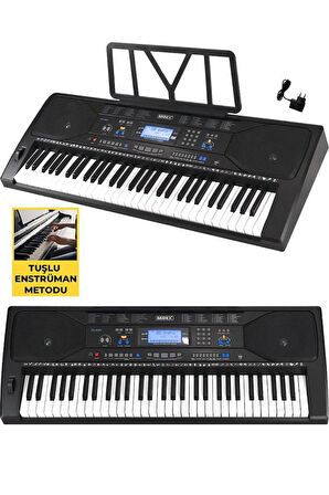 Midex PS-4500 Tuş Hassasiyetli 61 Tuşlu Org Dijital LCD Ekran USB MP3 Çanta Notalık Adaptör Dahil (300 Ses 300 Ritim)