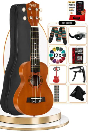 Midex UKX-233M Kahverengi Concert Ukulele (Askı Çanta Pena)