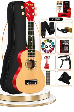 Midex UKX-233NT Naturel Concert Ukulele (Askı Çanta Pena)