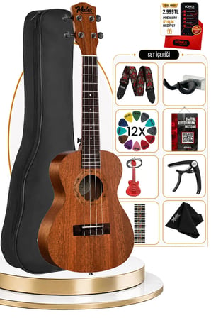 Midex SP-21MC Set Maun Soprano Ukulele (Softcase Tuner Capo Metod Nota Sticker Askı Pena)