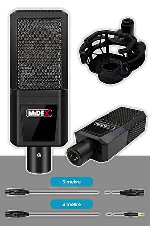 Midex MX2020-GLX-500 PRO Midex Ses Kartı ve Condenser Mikrofon Stand Filtre Set