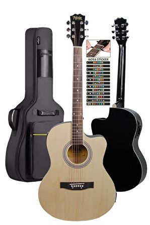 Midex XC-300NT-EQ Profesyonel Elektro Akustik Gitar 4/4 Yetişkin Üst Segment (Gigbag Çanta Tuner Capo Askı Jak Kablo Pena)