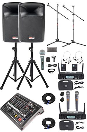 Midex Extreme Paket-3 Mixer Hoparlör Mikrofon Full Ses Sistemi Seti