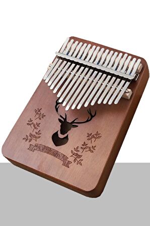 Midex KLX-880 Hakiki Ağaç Kalimba Geyik Desenli Ahşap Full Set 17 Çelik Tuşlu