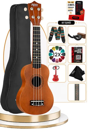 Midex UKX-901M Brown Soprano Ukulele (Askı Çanta Metod Pena)