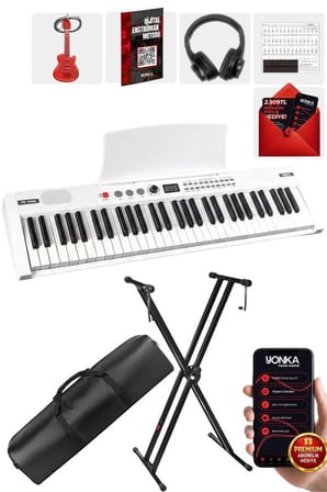 Midex PS4000WH-SET Tuş Hassasiyetli 61 Tuşlu Org Bluetooth USB Midi (Sustain Pedalı Çanta Kulaklık Stand METOD)