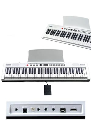 Midex PS4000WH-SET Tuş Hassasiyetli 61 Tuşlu Org Bluetooth USB Midi (Sustain Pedalı Çanta Kulaklık Stand METOD)