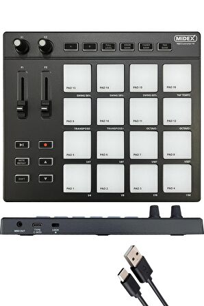 Midex Pad Controller-16 Stüdyo Midi Pad Controller (48 Adet Pad Bankası)